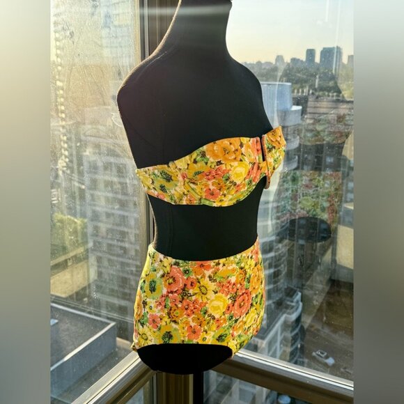 🆕 ZIMMERMANN 🧿 NWOT Yellowy Floral Print Balconette Bandeau Bikini - Sz 2/US 6 - Picture 7 of 16